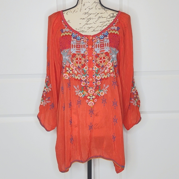 Johnny Was🪸Muna Blouse in Sunrise 🌅, size Large 🆕 - Picture 6 of 14
